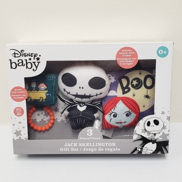 Disney Baby Nightmare Before Christmas Jack Skellington Gift Set Rattle Plush - Picture 1 of 7